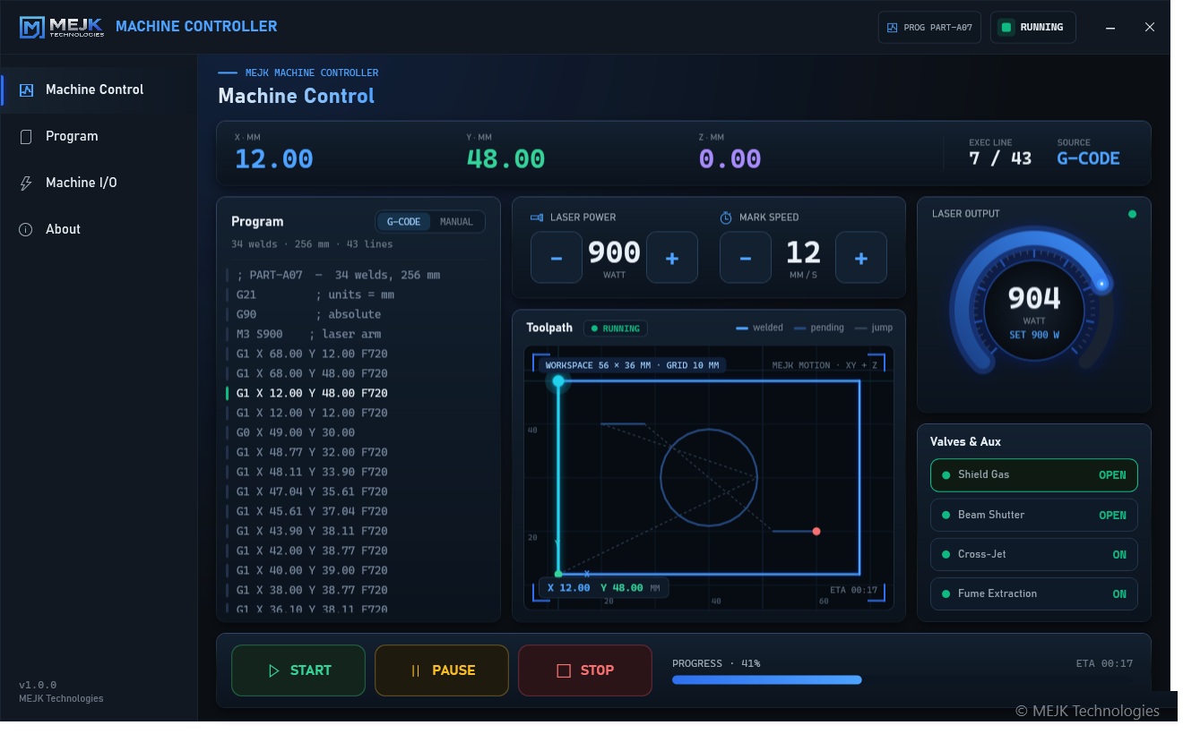 MEJK Machine Controller — Machine Control