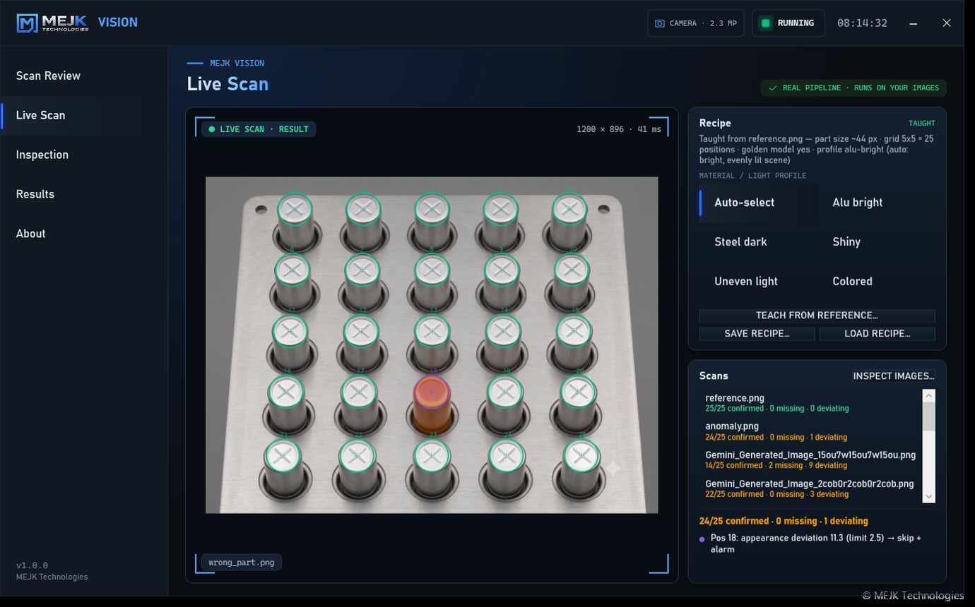 MEJK Vision — Live Scan